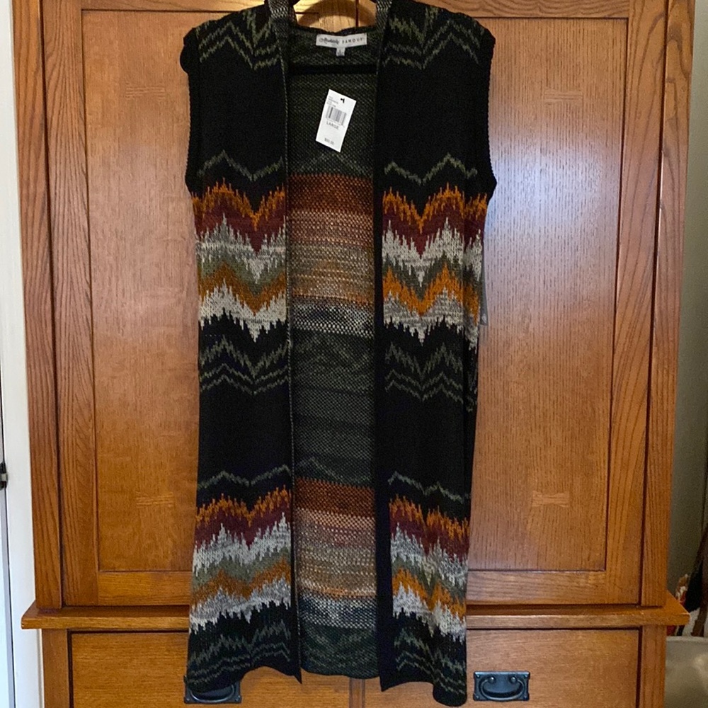 NWT Absolutely Famous Long Hooded Sweater Vest